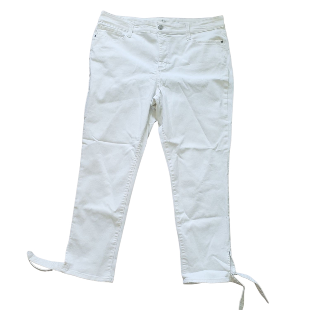 St. John's Bay White Ankle Cropped Jeans with Tie Details